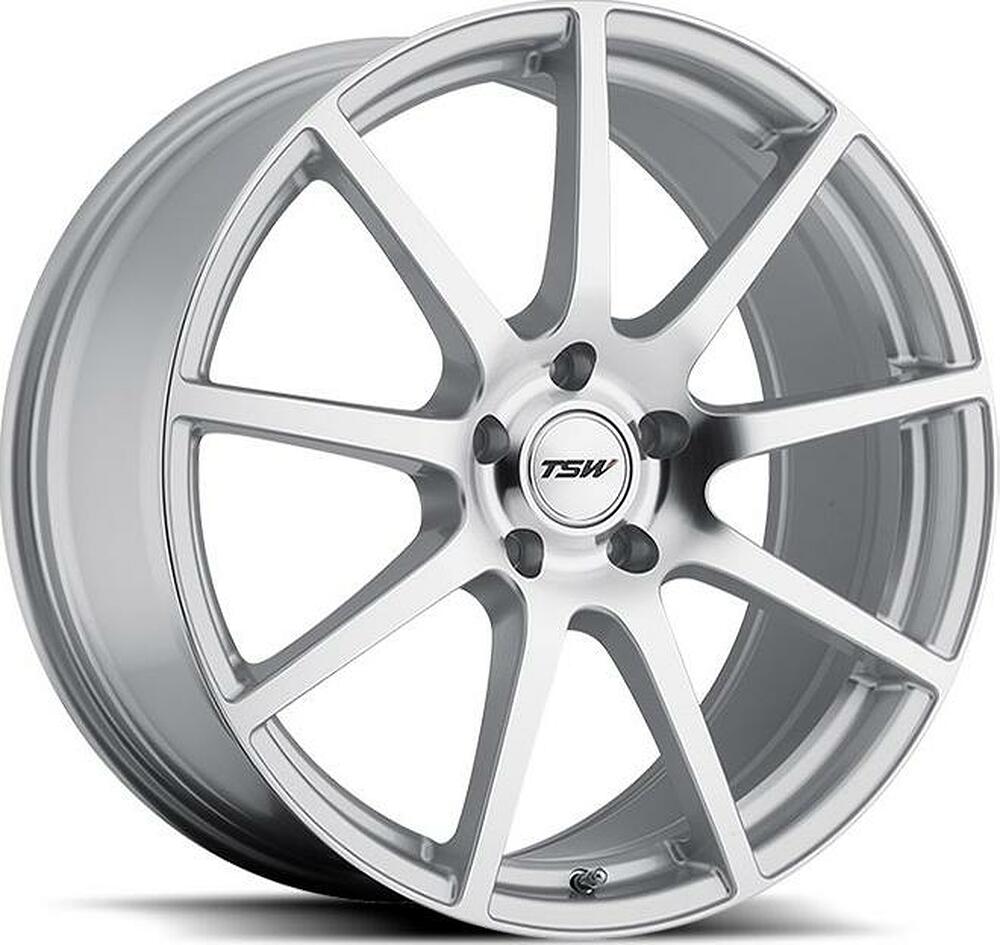 TSW Interlagos 9x18 5x114.3 ET 63 Dia 76 Silver Mirror Cut Face